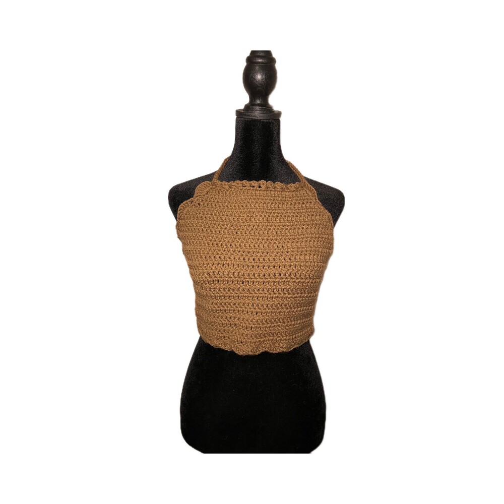 Handmade Crochet BrownCrop Top,asthetic,coachella,Boho,Gig,festival,concert,ootd